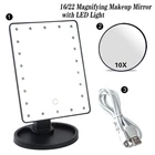 Зеркало для макияжа с подсветкой, 2016 светодиодов, сенсорный экран, портативная батарея, USB зарядка, увеличительная настольная лампа, косметическое зеркало