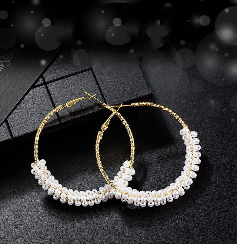 Женские серьги-кольца Novo boho branco серьги-обручи в стиле бохо | Украшения и