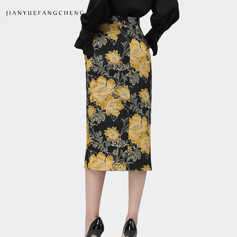 Skirt High Waist Long Female Autumn Skirts Plus Size Elegant Ladies Office Outwear Skirts