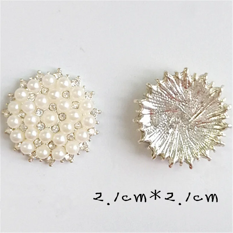 

5 pcs/lot Christmas Pearl Fower Buckle DIY Jewelry Hair Accessories Alloy Rhinestone Buttons for Clothing Wedding Decoration
