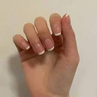 24 шт., накладные ногти с обнаженными розовыми французскими белыми боками