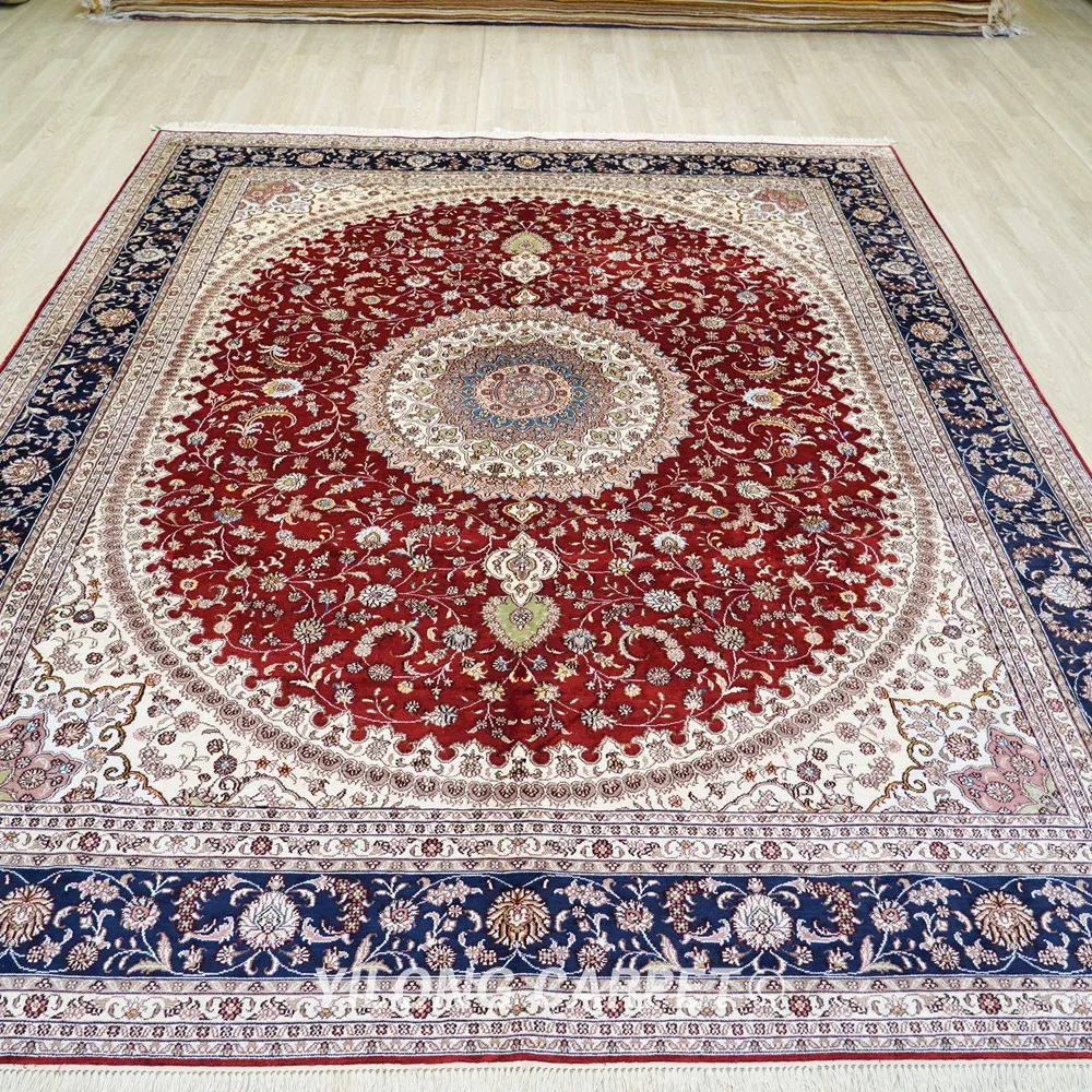 8 'x 10' роскошный красный медделион украшение для дома персидский ручной