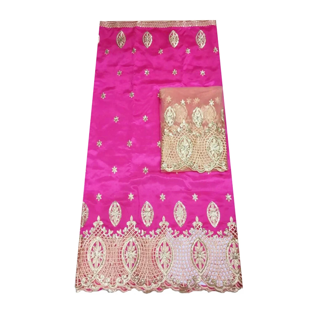 5 ярдов шелк ущелье кружева с 2 геле ткань для африканского платья индийский ткани