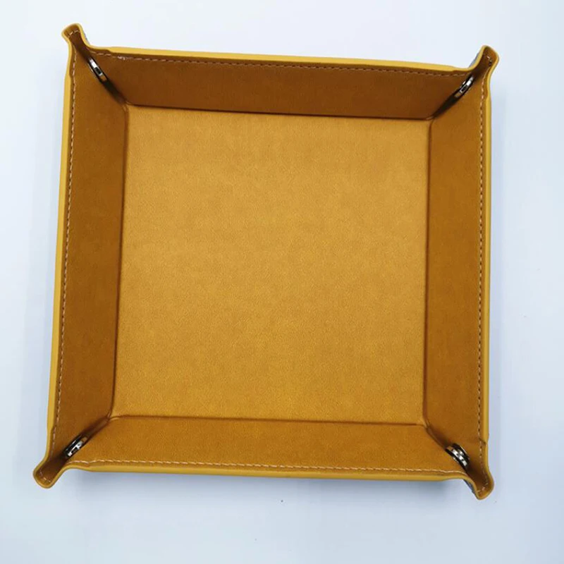 Foldable Storage Tray Leather Belt Snap Buckle Four Corners Folding Debris Creative Office Desk Coin Key | Дом и сад