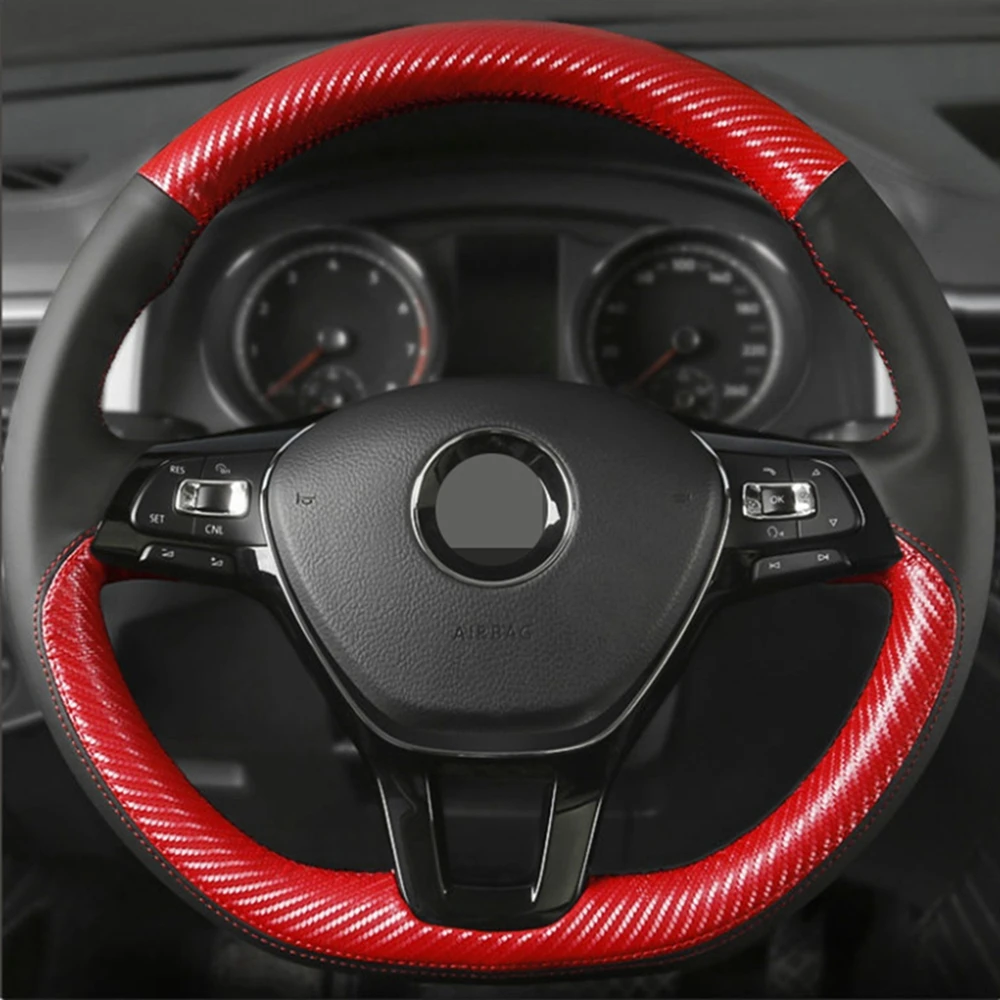 

Non-Slip Black Genuine Leather Soft Car Steering Wheel Cover Car Steering Wheel Cover For Volkswagen Golf 7 Mk7 Passat B8