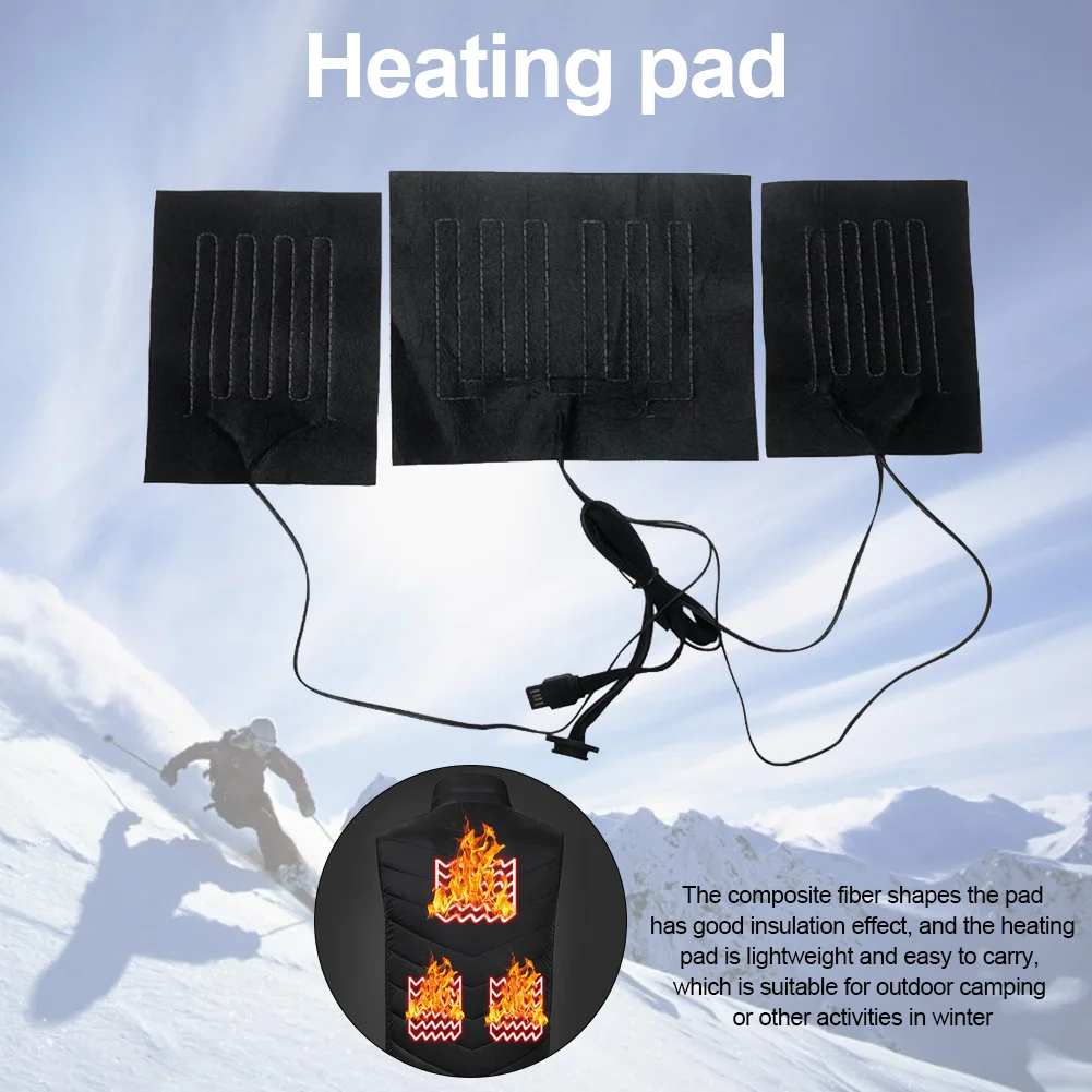 

5V 2A 3 In 1 USB USB Charged Heating Pad 5V Electric Heating Sheet With 3 Gear Adjustable Temperature Heating Pad For Vest