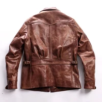 2021 New Mens Tops Horsehide Casual Biker Jacket Japanese Vintage Slim Fit Genuine Leather Coat Fashion Zipper Bomber Jacket