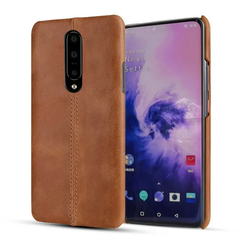 Коричневый Oneplus 7 Pro Чехол для Oneplus7 Pro натуральная кожа задняя крышка Oneplus 6 T Oneplus6 T настоящий кожаный бампер чехол Oneplus 6 Funda - Цвет: Коричневый
