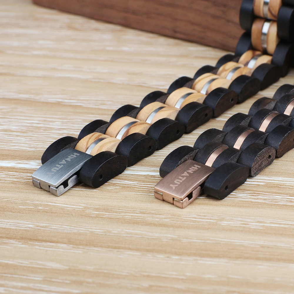 Мужской браслет HNATUY из нержавеющей стали и дерева для влюбленных мужчин женщин