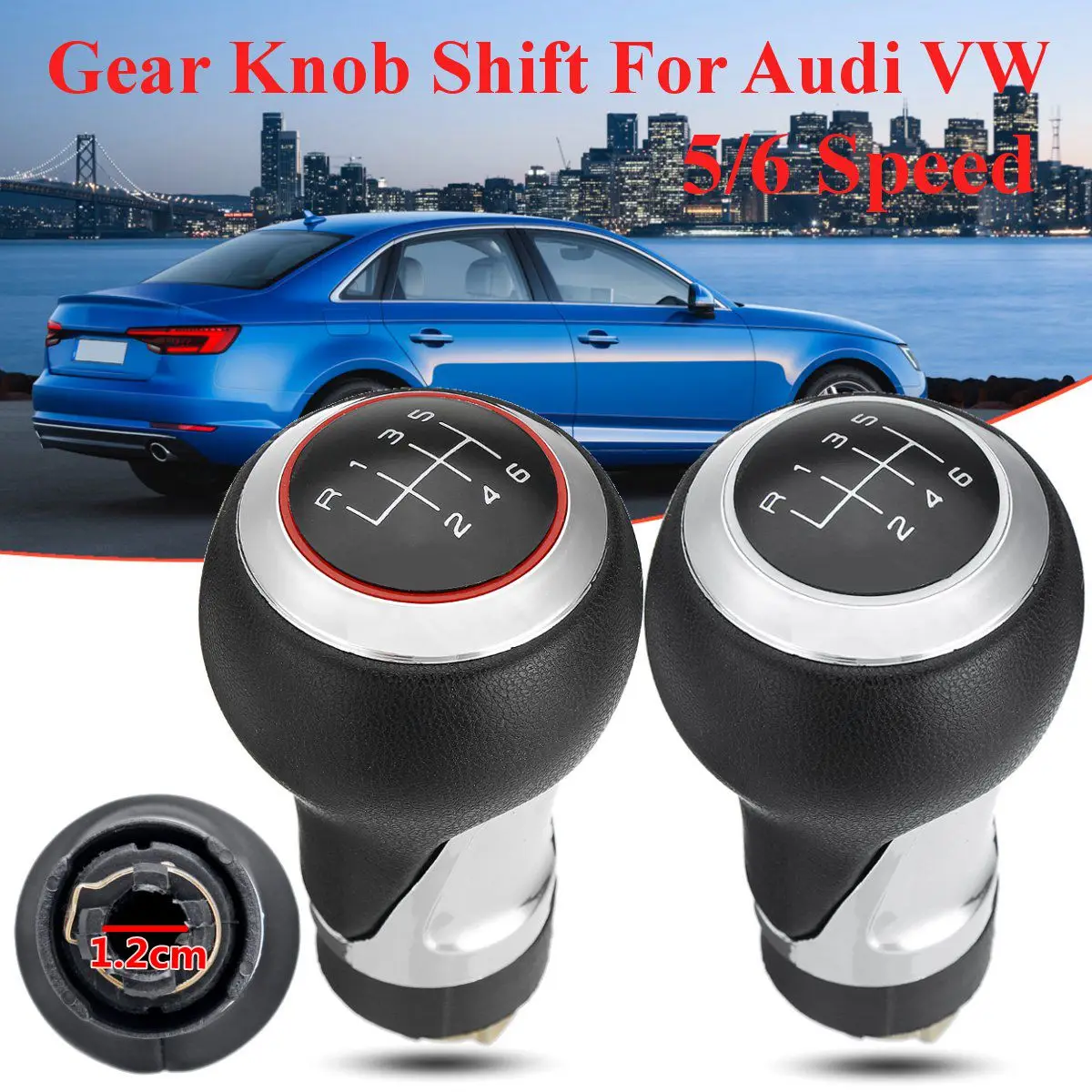 Рукоятка переключения передач из искусственной кожи 12 мм 6 скоростей рычаг для Audi