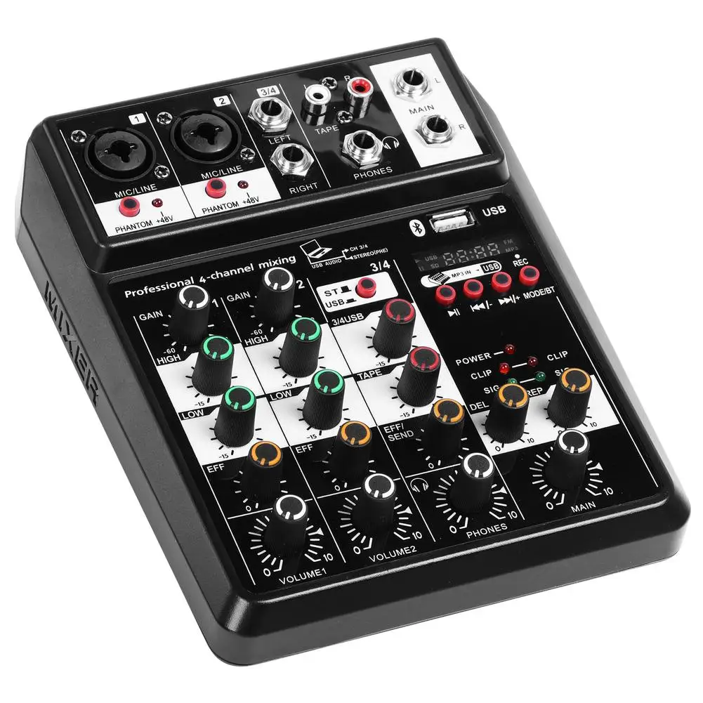 Bluetooth Wireless Audio Mixer Portable Sound Mixing Console USB Interface 4-channel For Family K Songs Network Anchors Record |