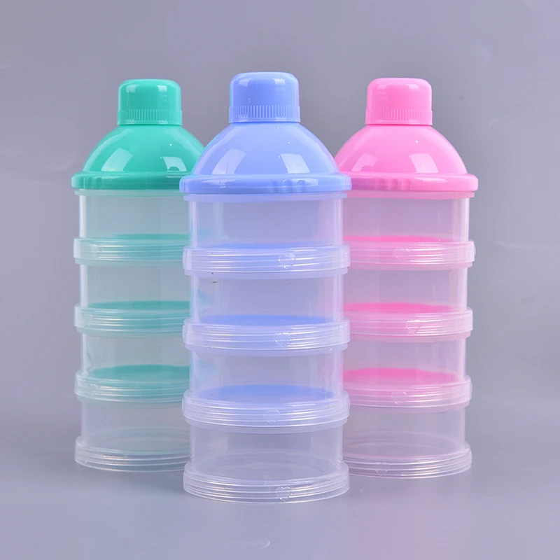 Dispensador port&aacute;til de leche en polvo para beb&eacute; reci&eacute;n nacido, viaje, alimentaci&oacute;n de beb&eacute;, 4 capas, botella de almacenamiento-4