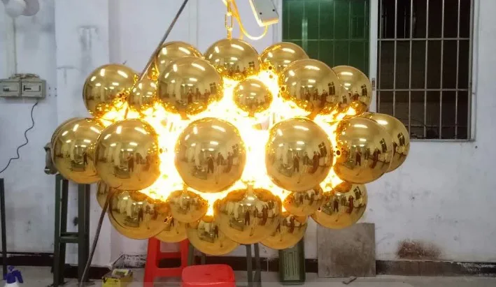 

Nordic modern minimalist big round ball metal creative art guest restaurant hotel club villa engineering designer lamp