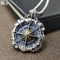 bocai new real solid s925 sterling silver jewelry deep sea compass military brand fashion hip hop personality man pendant