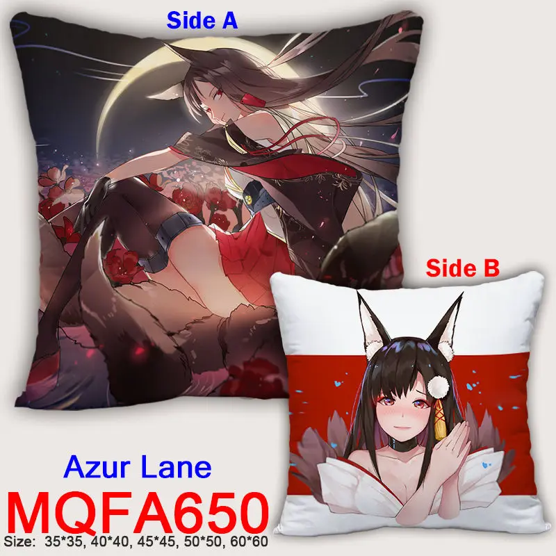 

2020 New Anime Game Azur Lane Dakimakura Cover case 3D Print Two sided 45X45CM Decorative Pillowcase Square Pillow Covers ZL04A