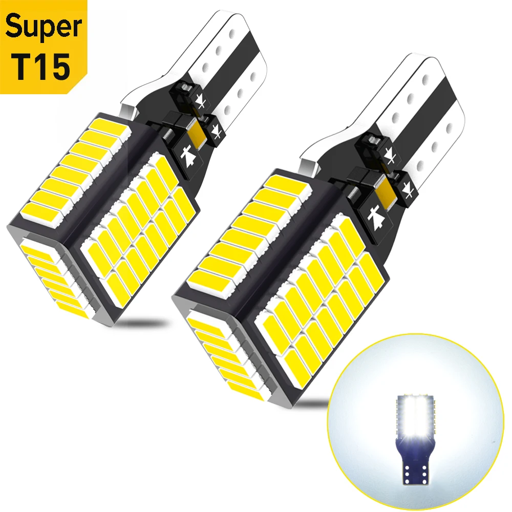 

2X NEW 1800LM T15 W16W LED Lamp Light Canbus No Error 4014 54-SMD 912 921 Bulb Car Backup Reverse Light Auto Lamp 6000K 12V