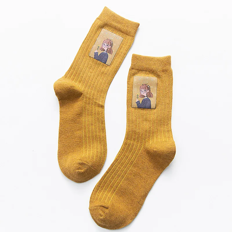 Cotton Women Long Socks 2022 Autumn Breathable Deodorant  New Cute Cartoon Fashion Brief Wild Trend Motion Cotton Socks Women