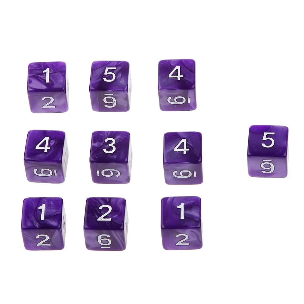 10 шт./компл. D6 D10 игра кубик для настольной игры вечерние азартные игры в кости игра цифровой с разноцветным стороны многогранные кубики