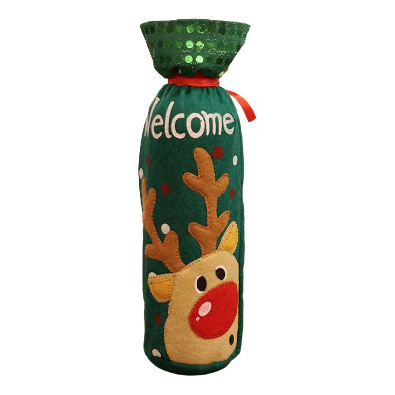 Рождественский чехол для винной бутылки с вышивкой в виде мультяшного Санта