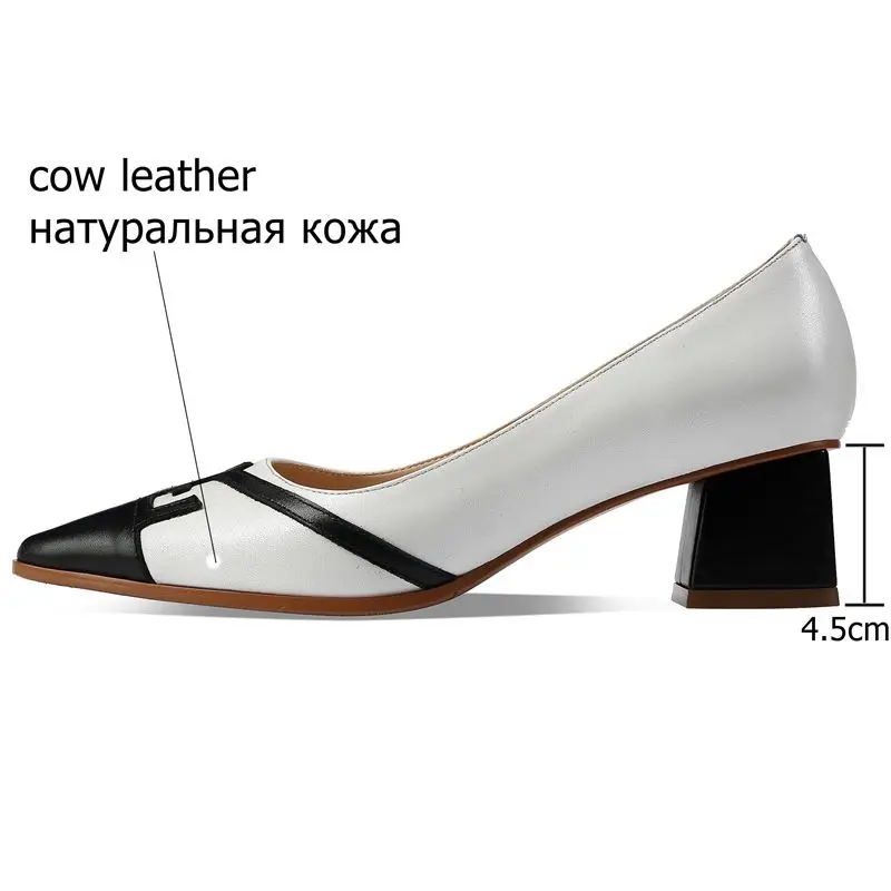 

ALLBITEFO classic Color matching genuine leather high heels fashion office women heels pointed toe high heel shoes