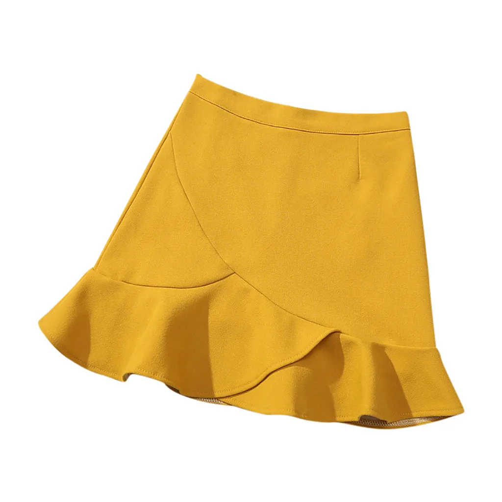 Модные Женские повседневные однотонные Короткие мини-Юбки с высокой талией в
