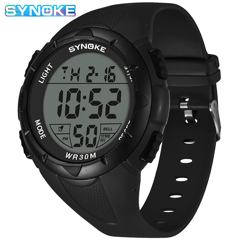 

SYNOKE Men Digital Watch 3bar Waterproof Sport Watches For Men Back Light Electronic Clock Male Army Military Wristwatch Man