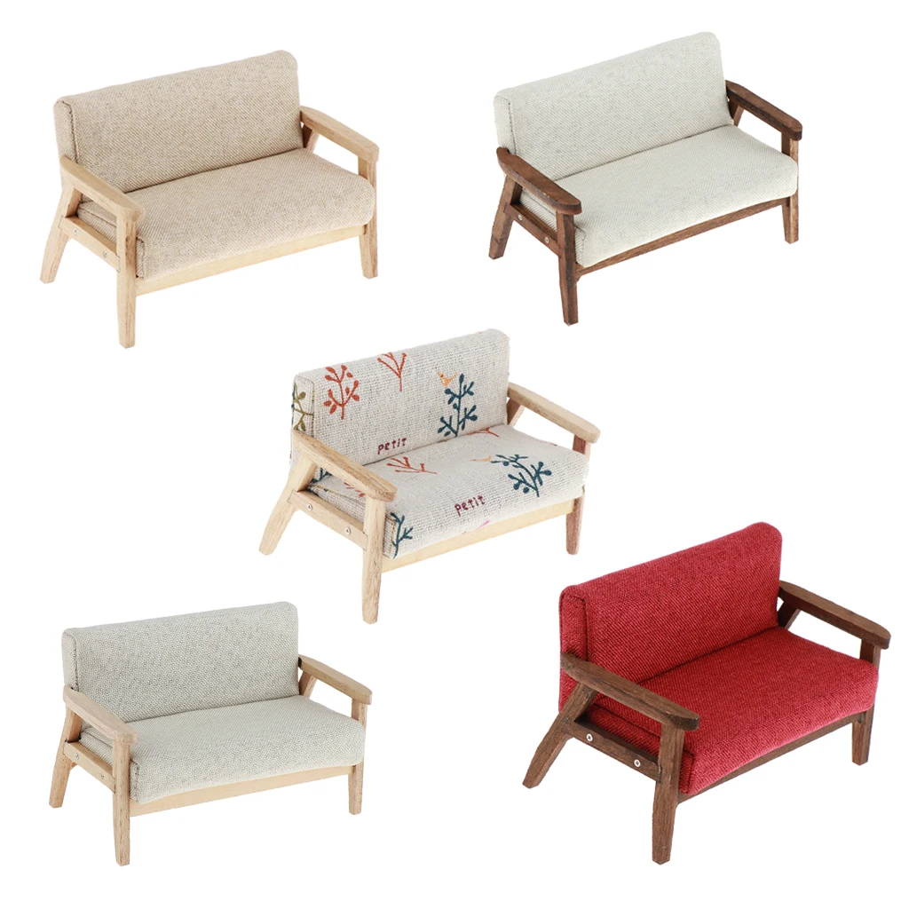 Кукольный домик Миниатюрный диван сплошной Цвет Мягкая Loveseat кушетка для 1/12 весы кукольные украшения для дома