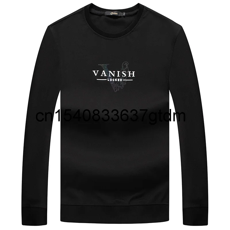 

Men's autumn long sleeve T-shirt casual fat plus size black sweater youth fashion Round Neck Shirt