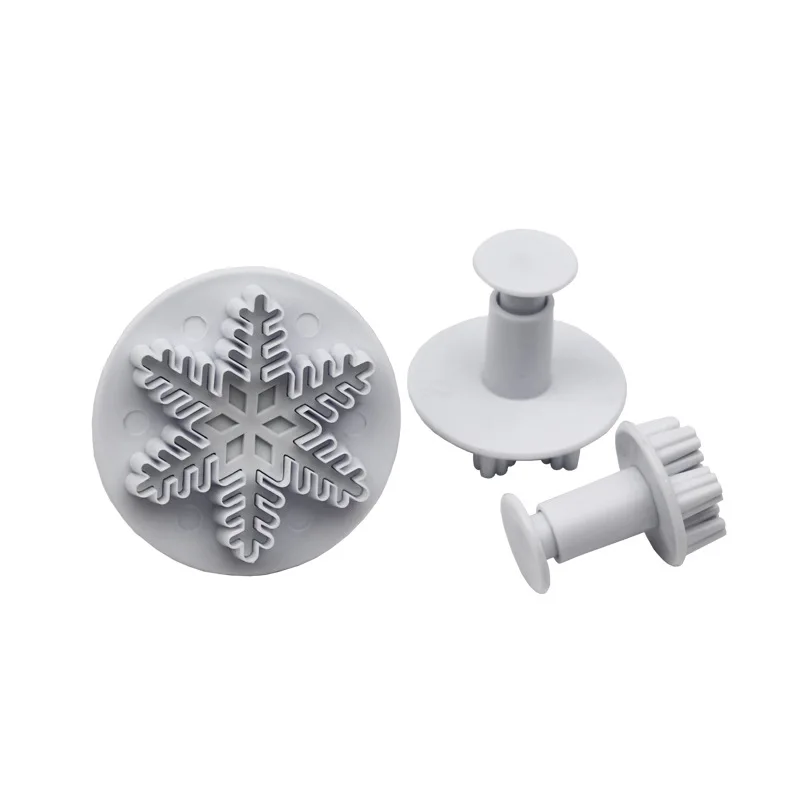 3Pcs Christmas Snowflake Cookies Biscuit Mold Fondant Sugar Craft Plunger Cookie Cutters Xams Snow Cupcake Cake Decorating Tools | Дом и сад