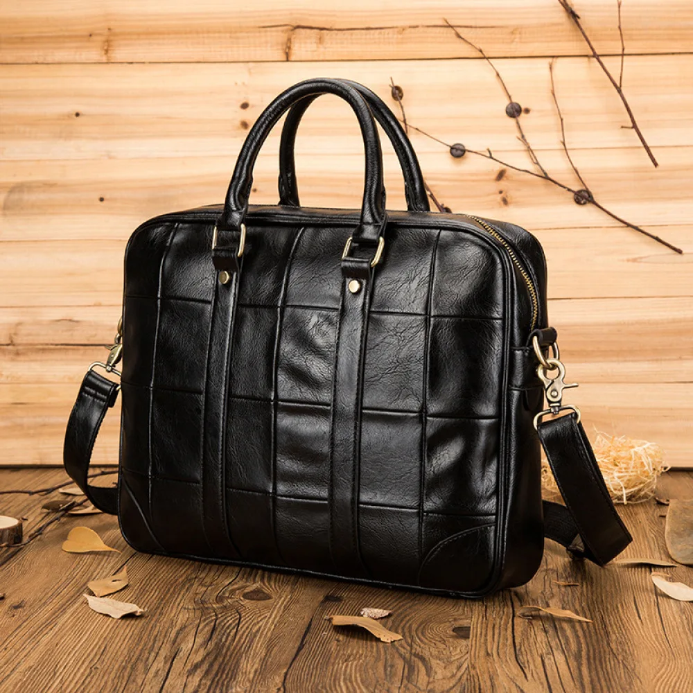 

Men's Briefcase Fashion Leather Portable Laptop Business Bag For Document Large Capacity 14 Inch Laptop Briefcase Shoulder Bag