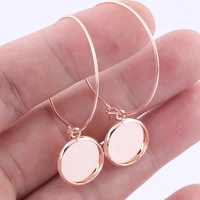 10pcs rose gold circle hoop earring base blanks fit 10mm 12mm round cabochon bezel settings diy jewerly making accessories