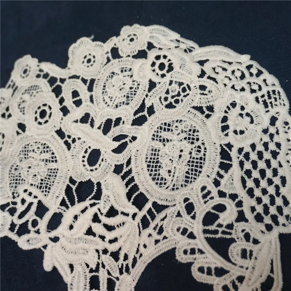 Бежевый вышитый череп цветочная ткань воротник Готический наряд аппликации