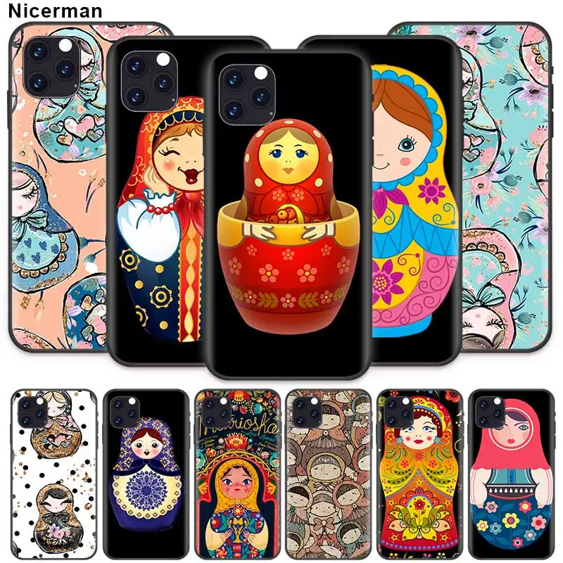 Русская матрешка куклы чехол для Apple iPhone 12 Mini 11 Pro Max X XR XS 7 8 Plus 6 6S SE 2020 силиконовый