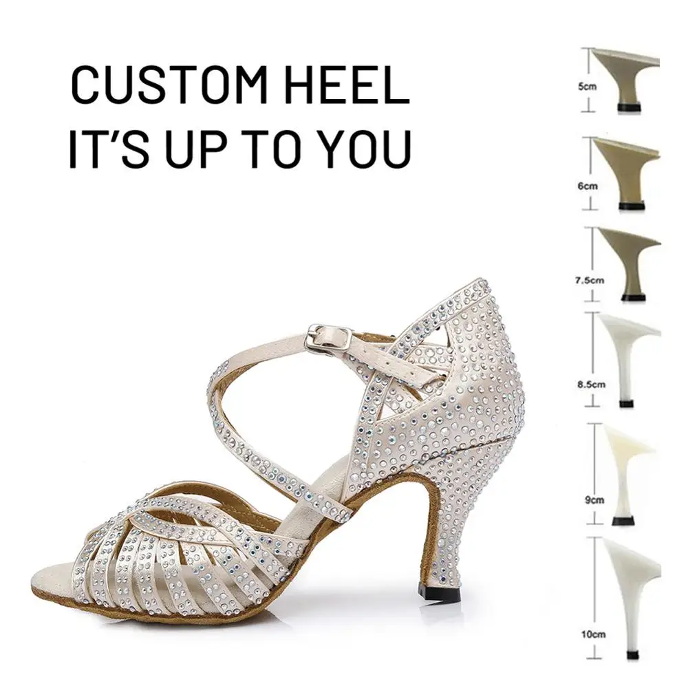 DKZSYIM танцевальная обувь для латинских танцев Для женщин сатин Стразы сверкающие