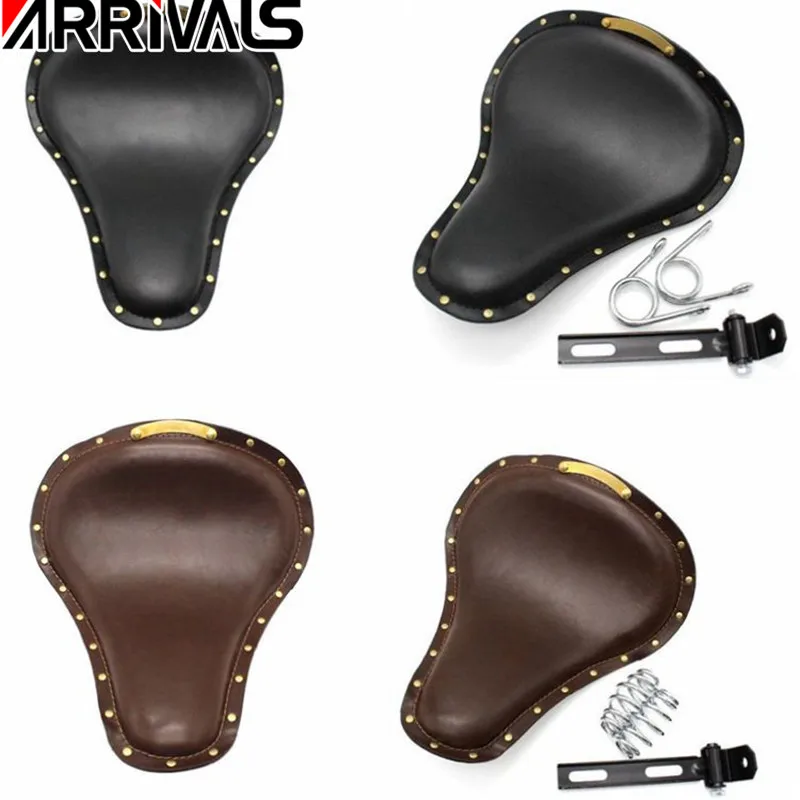 Мотоциклетное универсальное черное/коричневое сиденье для водителя с пружинами