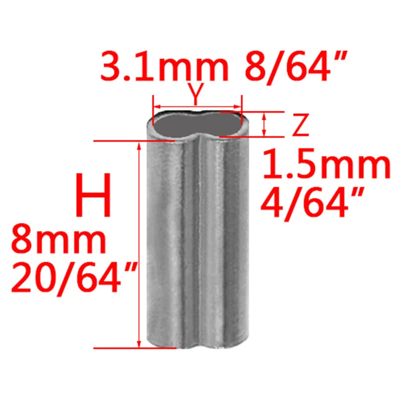 1.5x3.1mm 100 шт. двойные медные рыболовные трубки рыболовные провода трубы обжимные рукава Разъем Диаметр 6 размеров - Цвет: 1.5x3.1mm