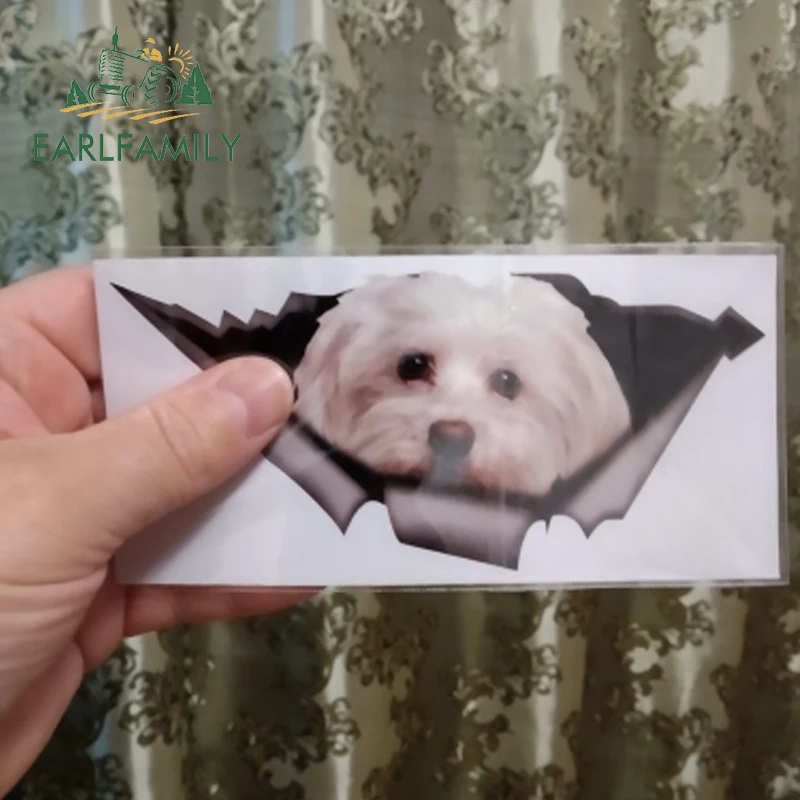 EARLFAMILY 13 см x 6 милый Мальты автомобиля Стикеры Pet декоративная собака для рваные