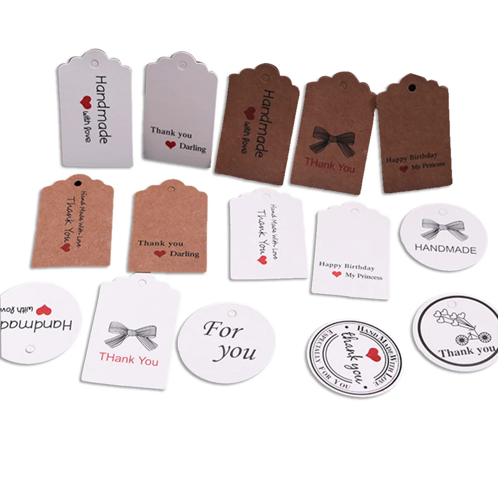 Спасибо за подарки ярлыки ручной работы с любовью из крафт-бумаги для одежды