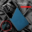 Противоударный чехол с кожаной текстурой для Samsung S21 Ultra Capa, автомобильный Магнитный поглощающий чехол для Samsung F62 A32 A02 A72 A52 M31S