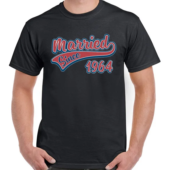 

Married Since 1964 Mens Funny Wedding Anniversary T-Shirt Fathers Valentines Day