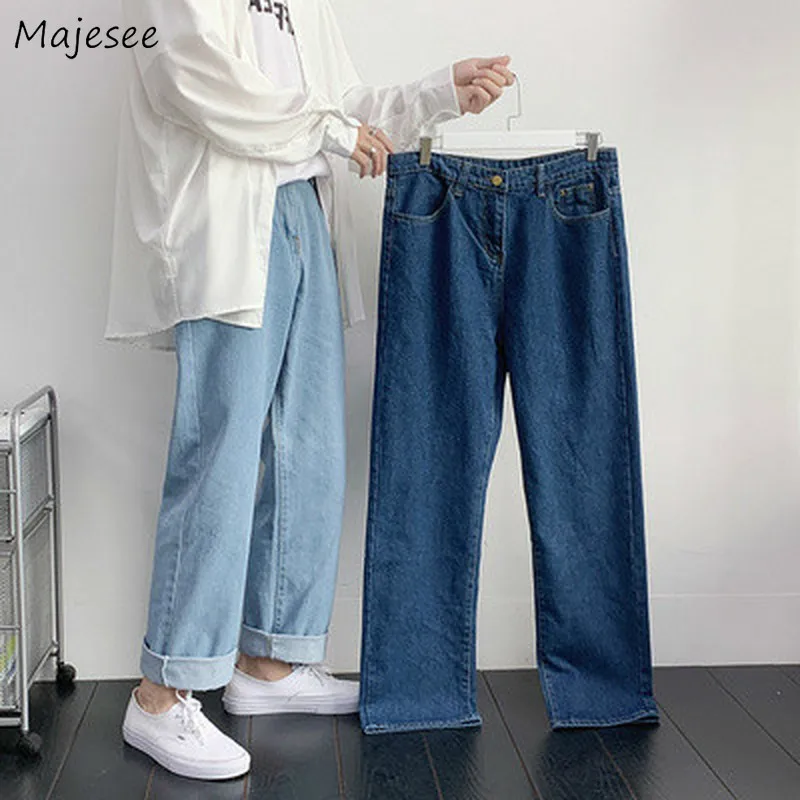 

Men Jeans Solid Simple Denim Straight Loose Plus Size 5XL Korean Trendy Leisure Daily All-match Zipper Comfortable Slim Elastic