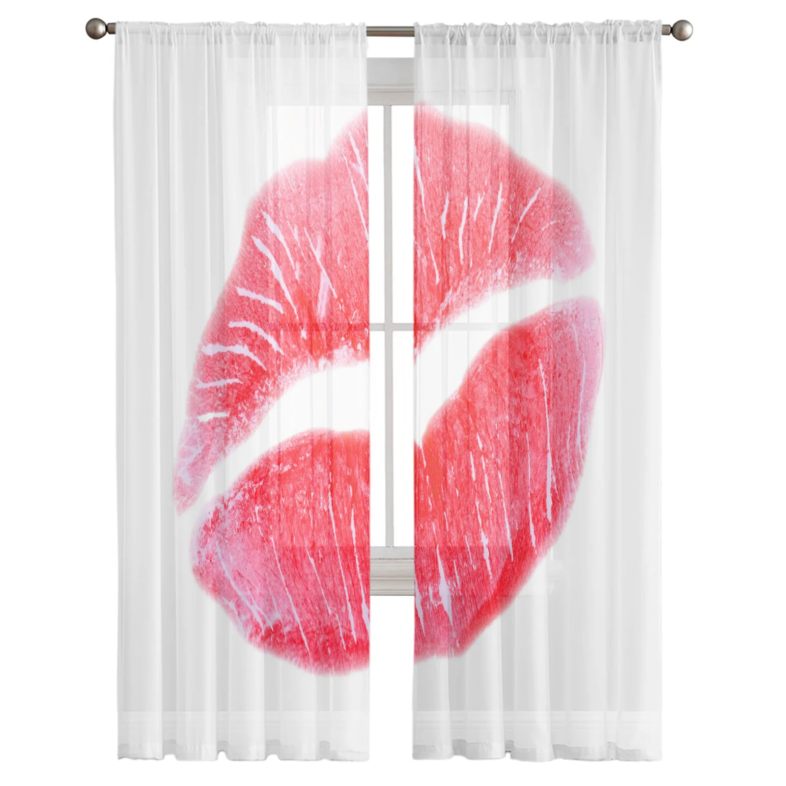 Тюлевые шторы с красными губами для спальни современные занавески из вуали