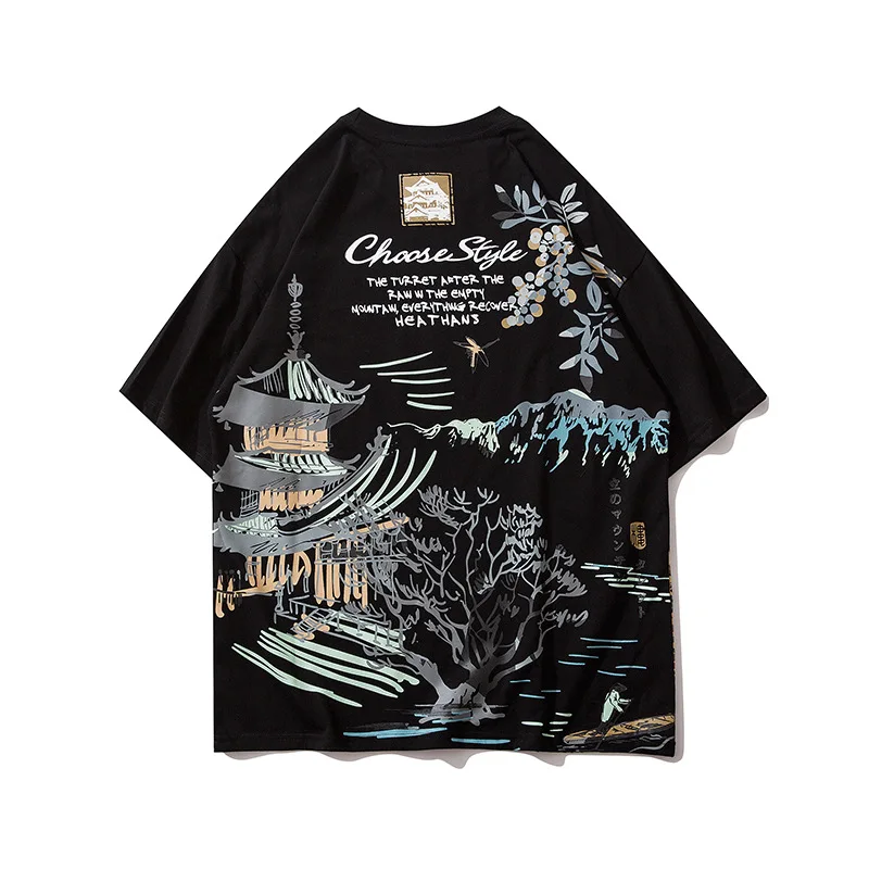 

Harajuku High Street T Shirts Oversized Summer Men/Women Hip Hop Fashion Chinese Style Print Tshirt Men Streetwear Short Sleeve