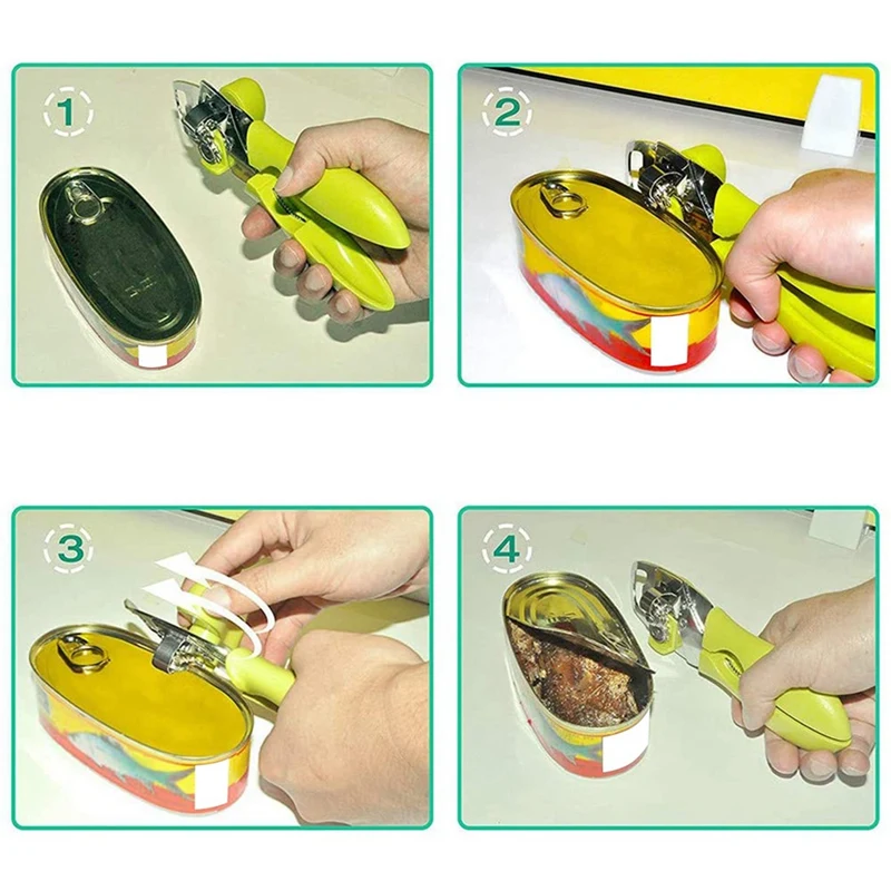 

Manual Can Opener Stainless Steel 8Inch Handheld Multifunction Can Openers 4In1 - Can Lifter/Bottle Opener/Jar Opener