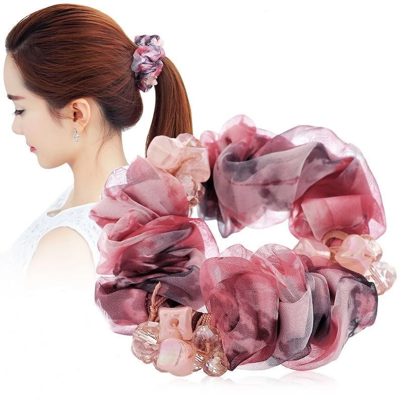 

New Flower Hair Rope Simple Hair Ring Cloth Hair Ball Elegant Hair Tied Scrunchies For Women Girls Headdress Accessories