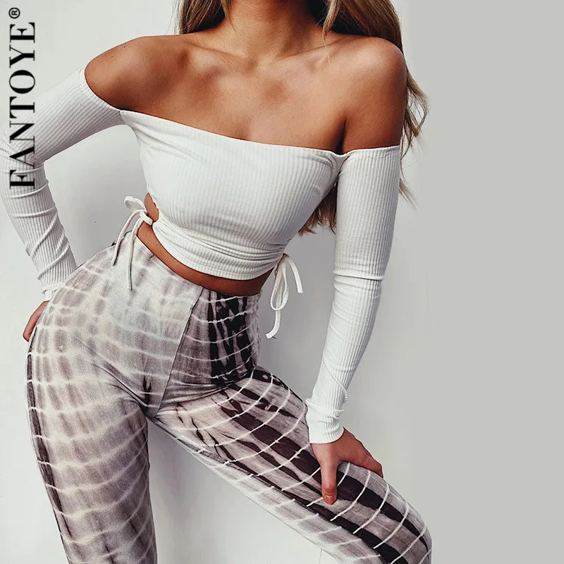 Женский ребристый Топ FANTOYE белый облегающий топ с вырезом лодочкой на лето|Майки|