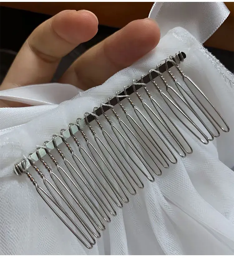 Короткие Длинные тюлевые Свадебные вуали из бисера два и четыре слоя с