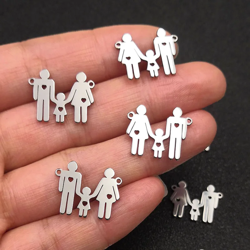 10 шт./лот 100% шармы из нержавеющей стали мама дочь папа Семейные соединители для