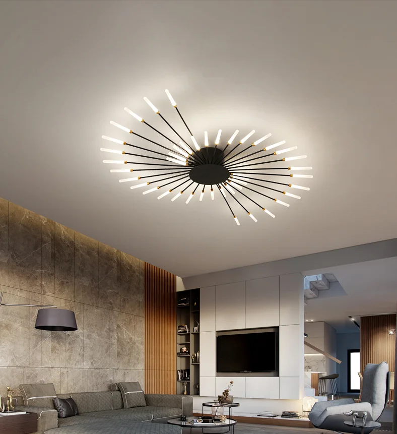 Lámpara de techo LED de fuegos artificiales, iluminación minimalista y moderna de estilo nórdico para el hogar, sala de estar y dormitorio