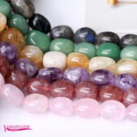 natural different materials stone spacer loose beads high quality 15x20mm smooth irregular shape diy jewelry making 38cm wk419